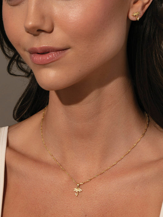 Palm Tree Pendant Necklace | Gold | Product Image | Uncommon James