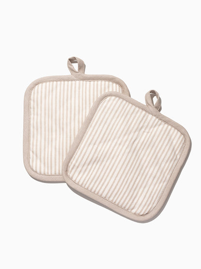 ["Tan Striped Pot Holder (Set of 2) ", " Product Image ", " Uncommon Lifestyle"]