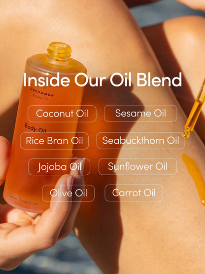 ["Body Oil ", " 100 ml / 3.38 fl oz ", " Product Info Image ", " Uncommon Beauty"]