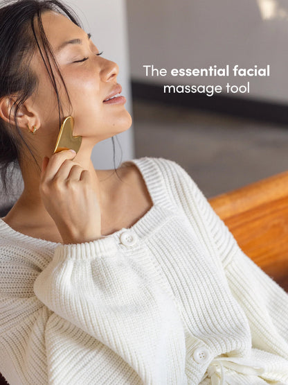 ["Stainless Steel Gua Sha ", " Model Image ", " Uncommon Beauty"]