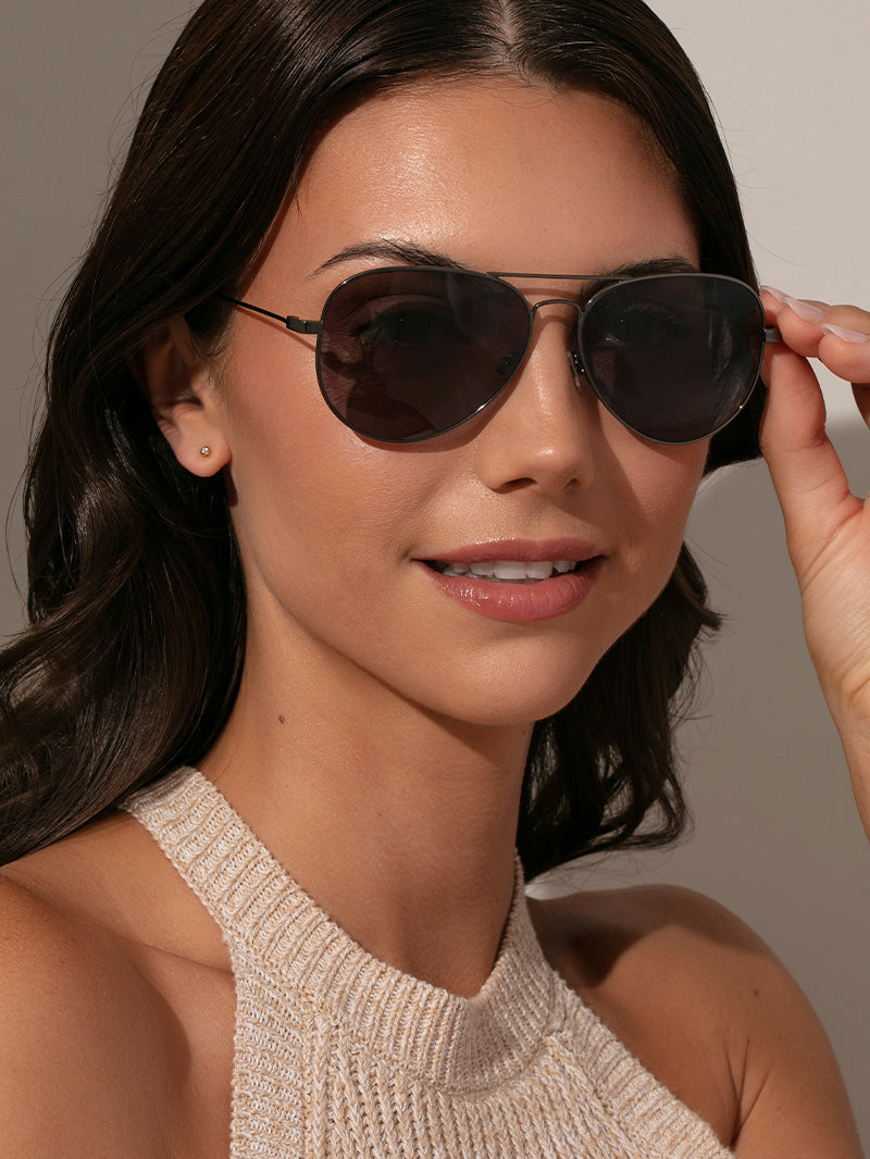 Aviator Sunglasses | Gunmetal | Model Image | Uncommon Lifestyle