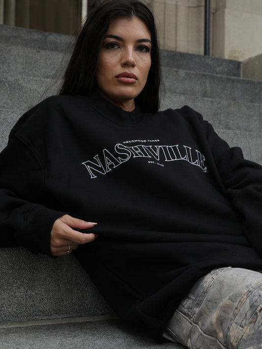 Nashville Sweatshirt | Black | Model Image | Uncommon James
