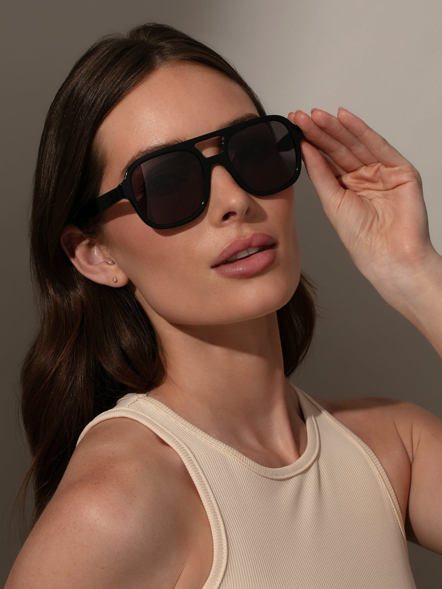 Retro Aviator Sunglasses | Black | Model Image | Uncommon Lifestyle
