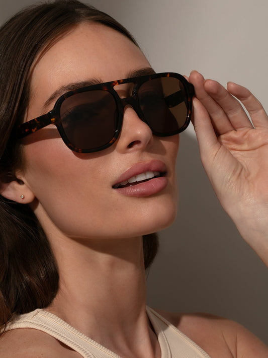 Retro Aviator Sunglasses | Tort | Model Image | Uncommon Lifestyle
