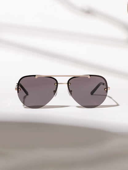 ["Straight Shooter Aviator Sunglasses ", " Gold ", " Product Detail Image ", " Uncommon Lifestyle"]