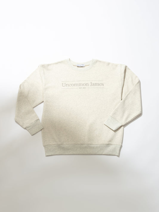 Uncommon James Embroidered Sweatshirt | Heather Gray | Model Image | Uncommon Lifestyle