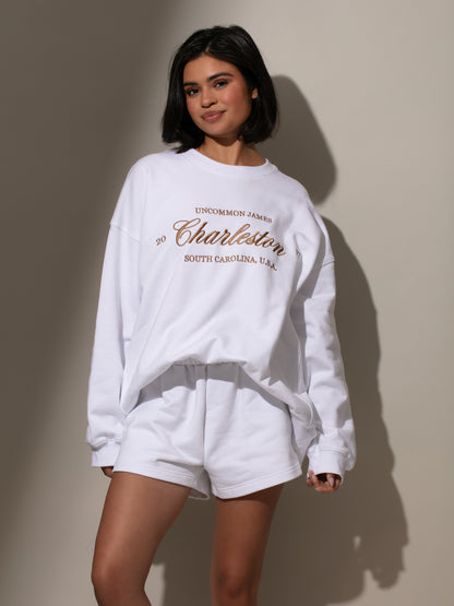 ["That Girl Sweat Short ", " White ", " Model Image 2 ", " Uncommon Lifestyle"]