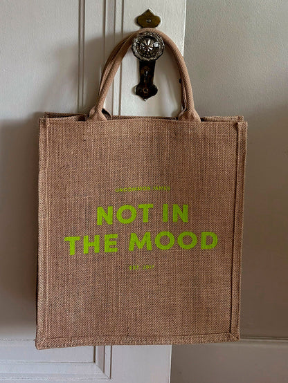 ["Not In The Mood Jute Tote Bag ", " Lifestyle Image ", " Uncommon Lifestyle"]