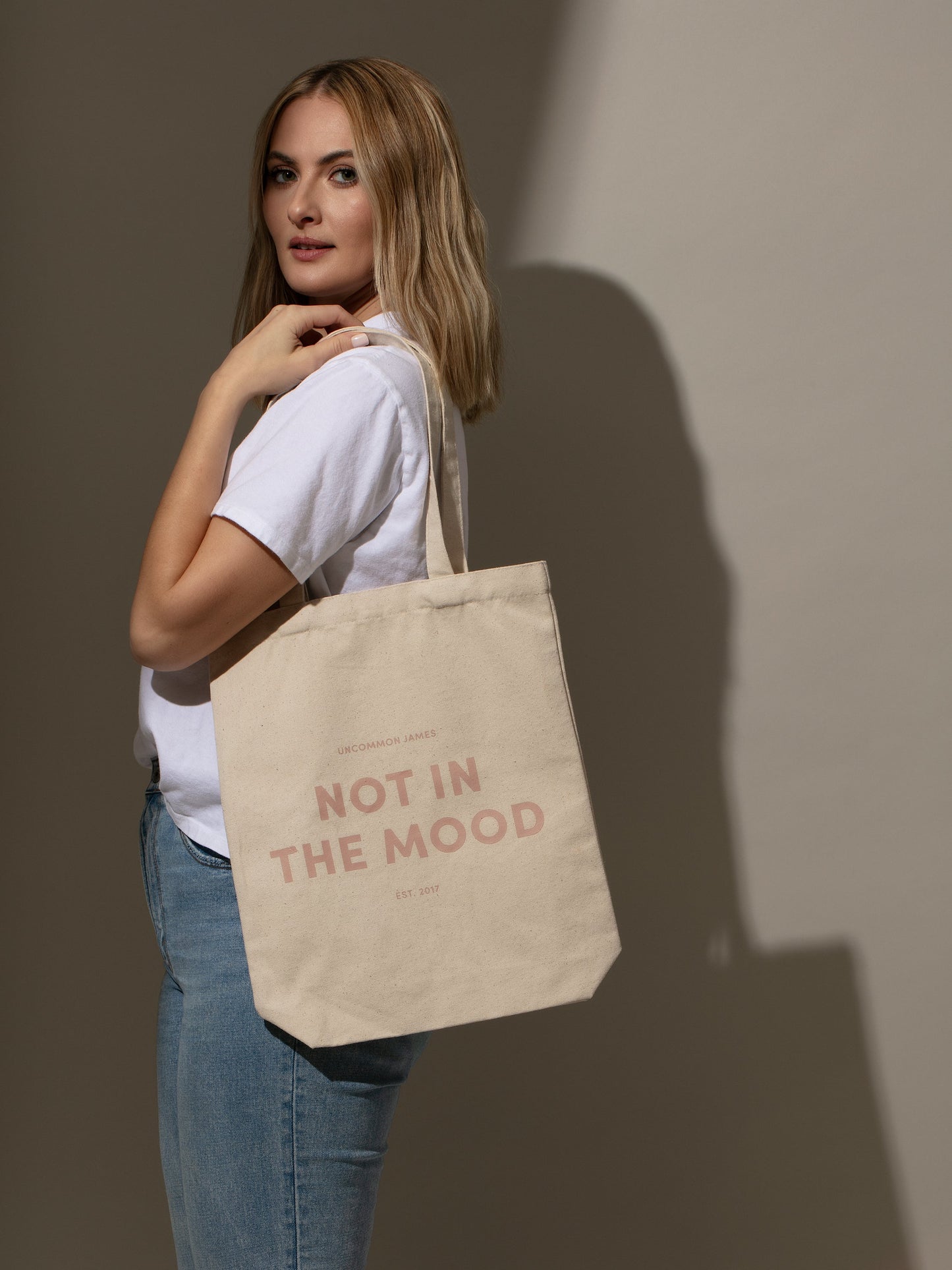 Not In The Mood Canvas Tote Bag | Model Image | Uncommon Lifestyle