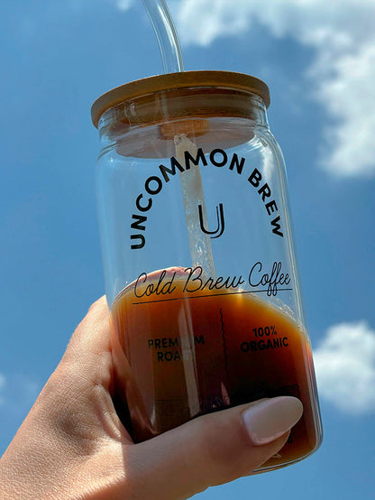 ["Uncommon Brew Glass Travel Cup ", " Lifestyle Image ", " Uncommon Lifestyle"]