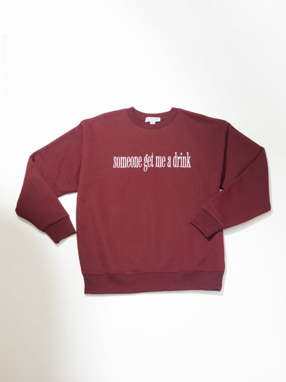 ["Need a Drink Sweatshirt ", " Burgundy ", " Product Image ", " Uncommon Lifestyle"]