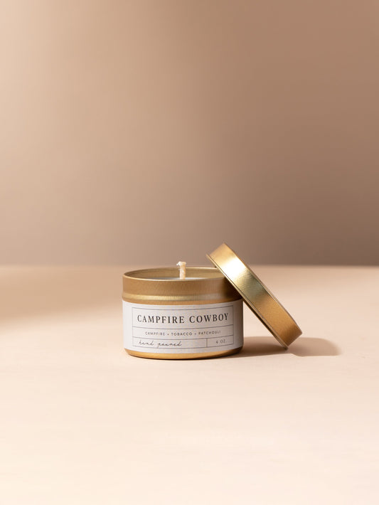 Campfire Cowboy Candle | 4 OZ 10 OZ 16 OZ | Group Image | Uncommon Lifestyle
