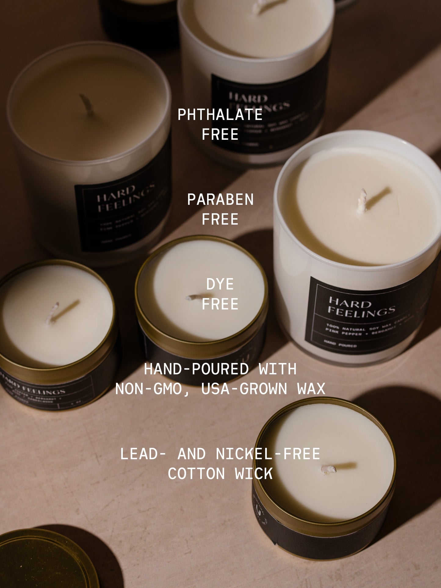Hard Feelings Candle | 4 OZ 10 OZ 16 OZ | Group Image | Uncommon Lifestyle