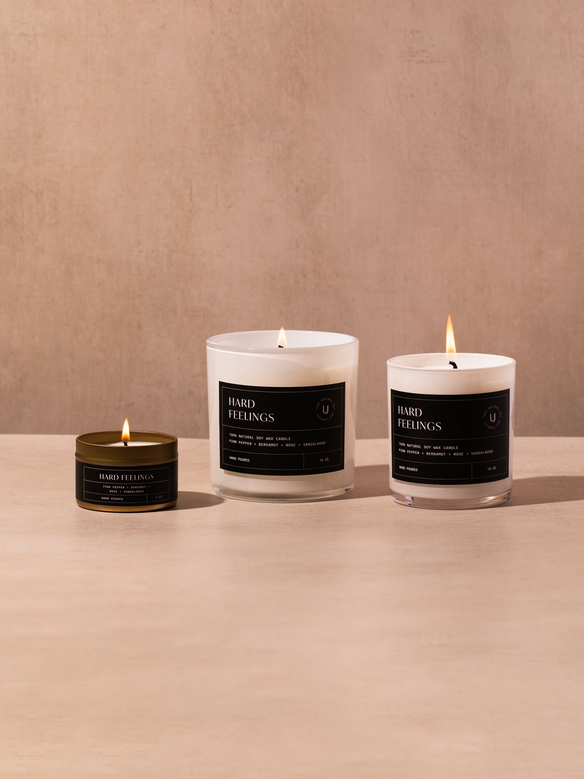 Hard Feelings Candle | 4 OZ 10 OZ 16 OZ | Group Image | Uncommon Lifestyle