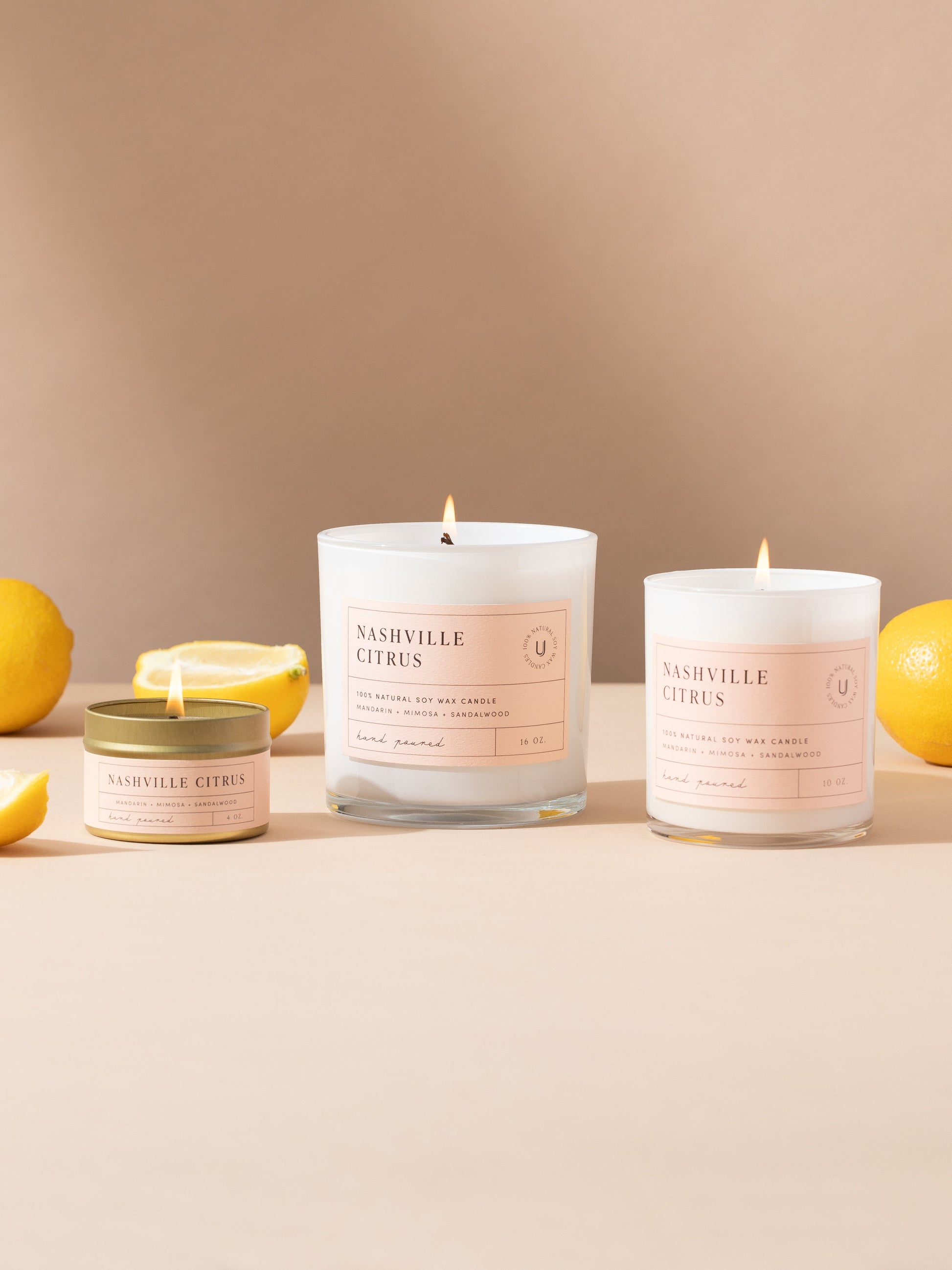 Nashville Citrus Candle | 4 OZ 10 OZ 16 OZ  | Group Image | Uncommon Lifestyle