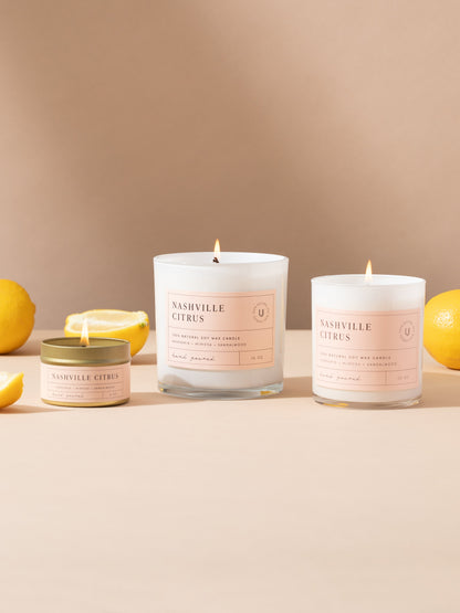 ["Nashville Citrus Candle ", " 4 OZ 10 OZ 16 OZ  ", " Group Image ", " Uncommon Lifestyle"]