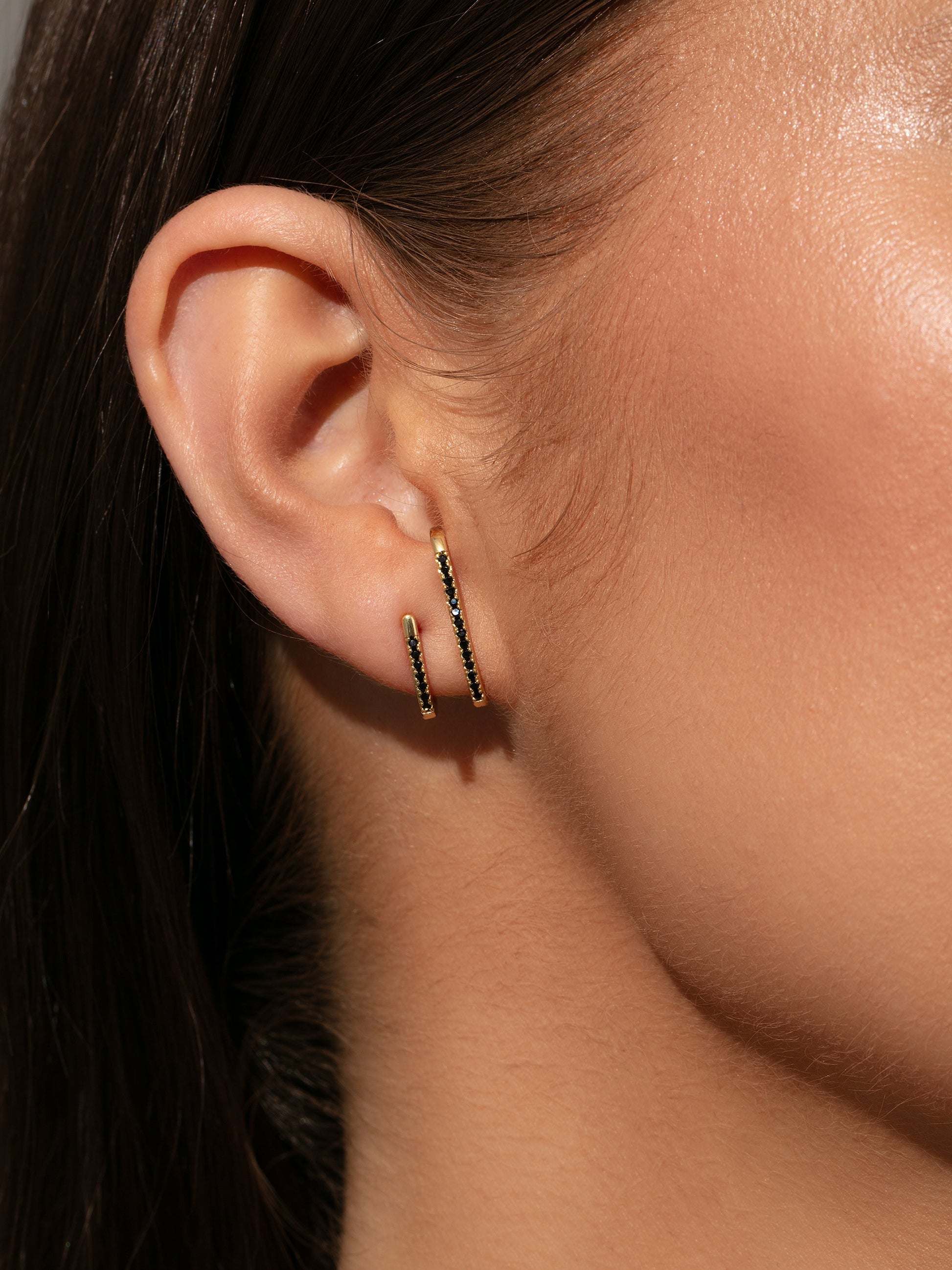 Double Vision Ear Climber | Gold Black | Model Image | Uncommon James
