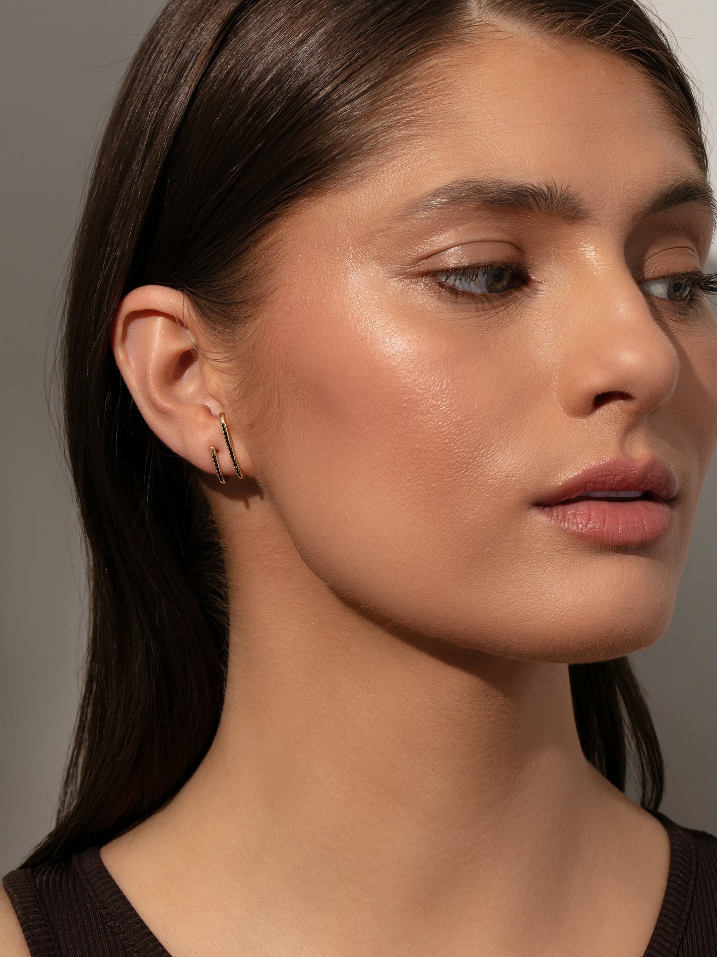Double Vision Ear Climber | Gold Black | Model Image 2 | Uncommon James