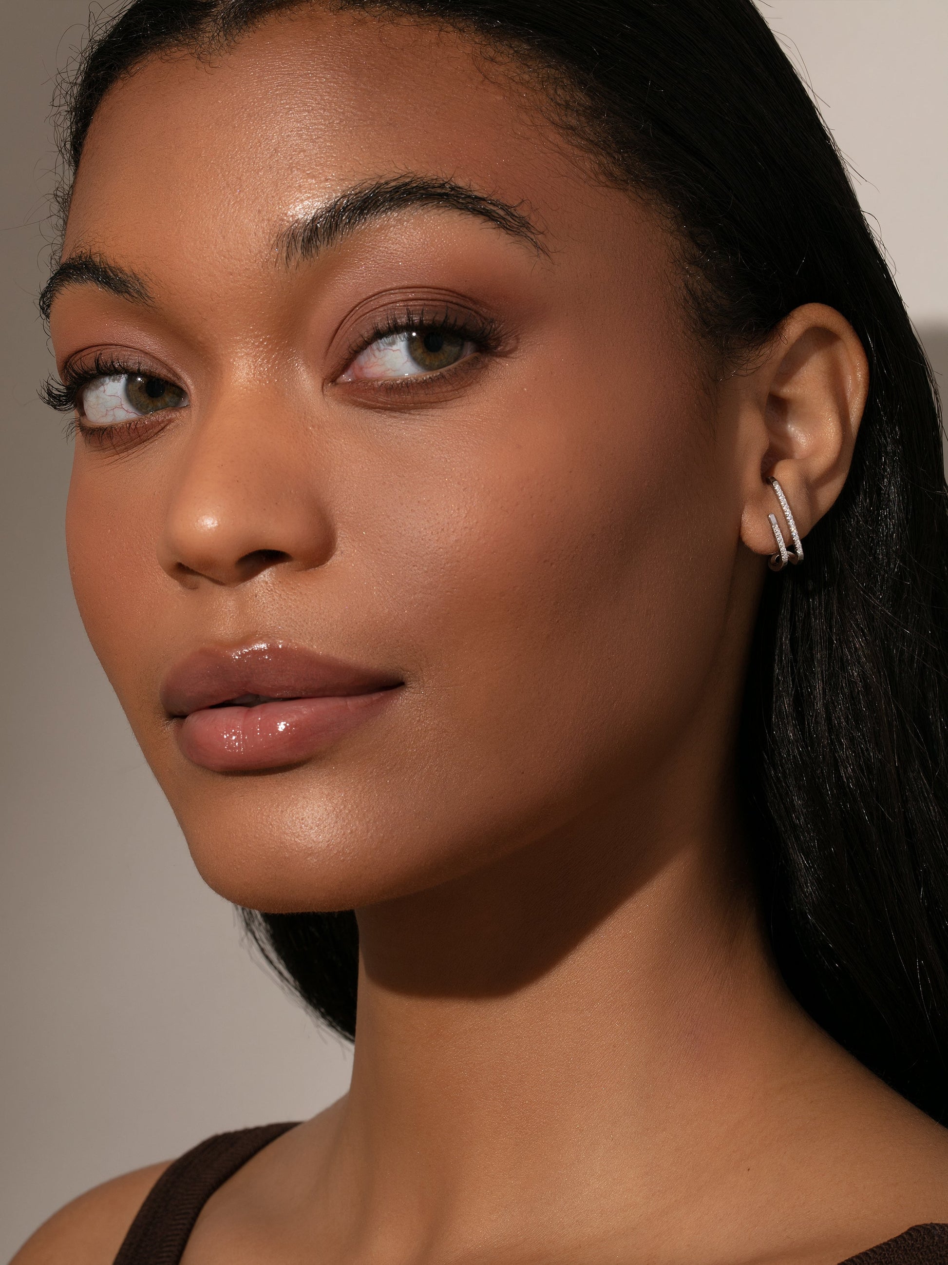 Double Vision Ear Climber | Sterling Silver Clear | Model Image 2 | Uncommon James