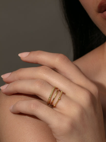 ["No Boundaries Ring (Set of 3) ", " Gold ", " Model Image ", " Uncommon James"]