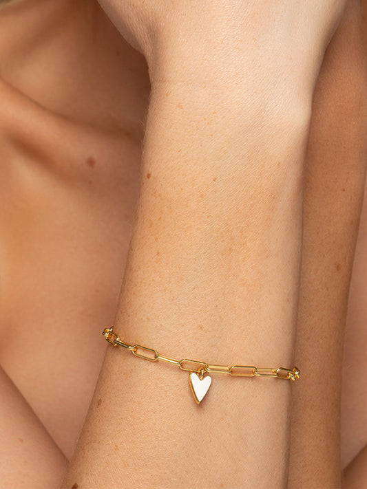 White Heart Bracelet | Gold | Product Detail Image | Uncommon James