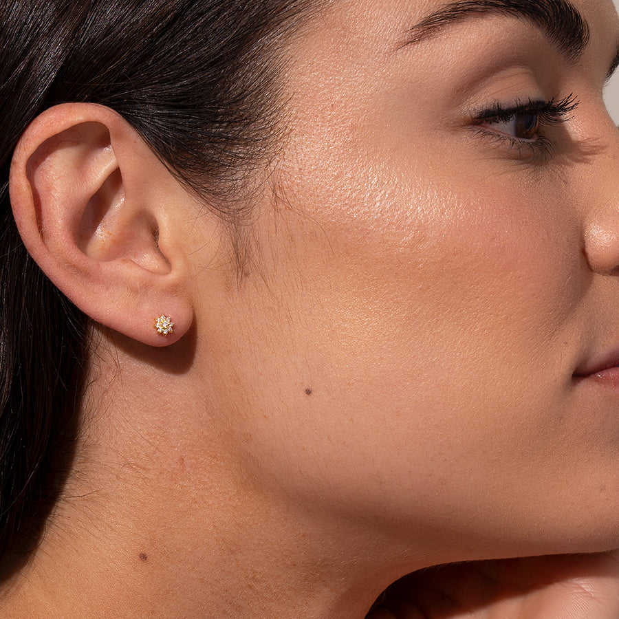 Flower Stud | Gold | Model Image | Uncommon James