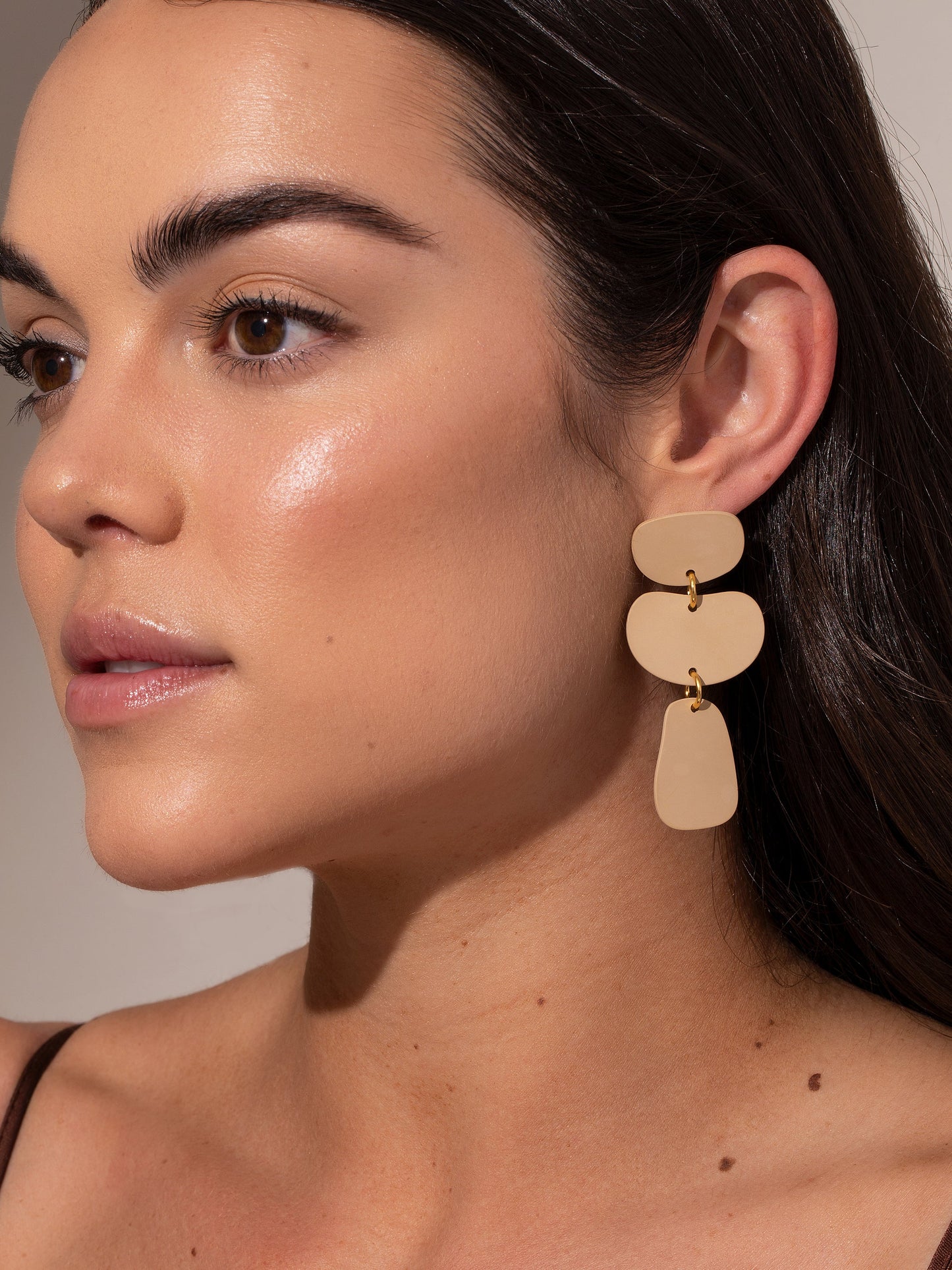 Nudist Earrings | Gold Nude | Model Image | Uncommon James
