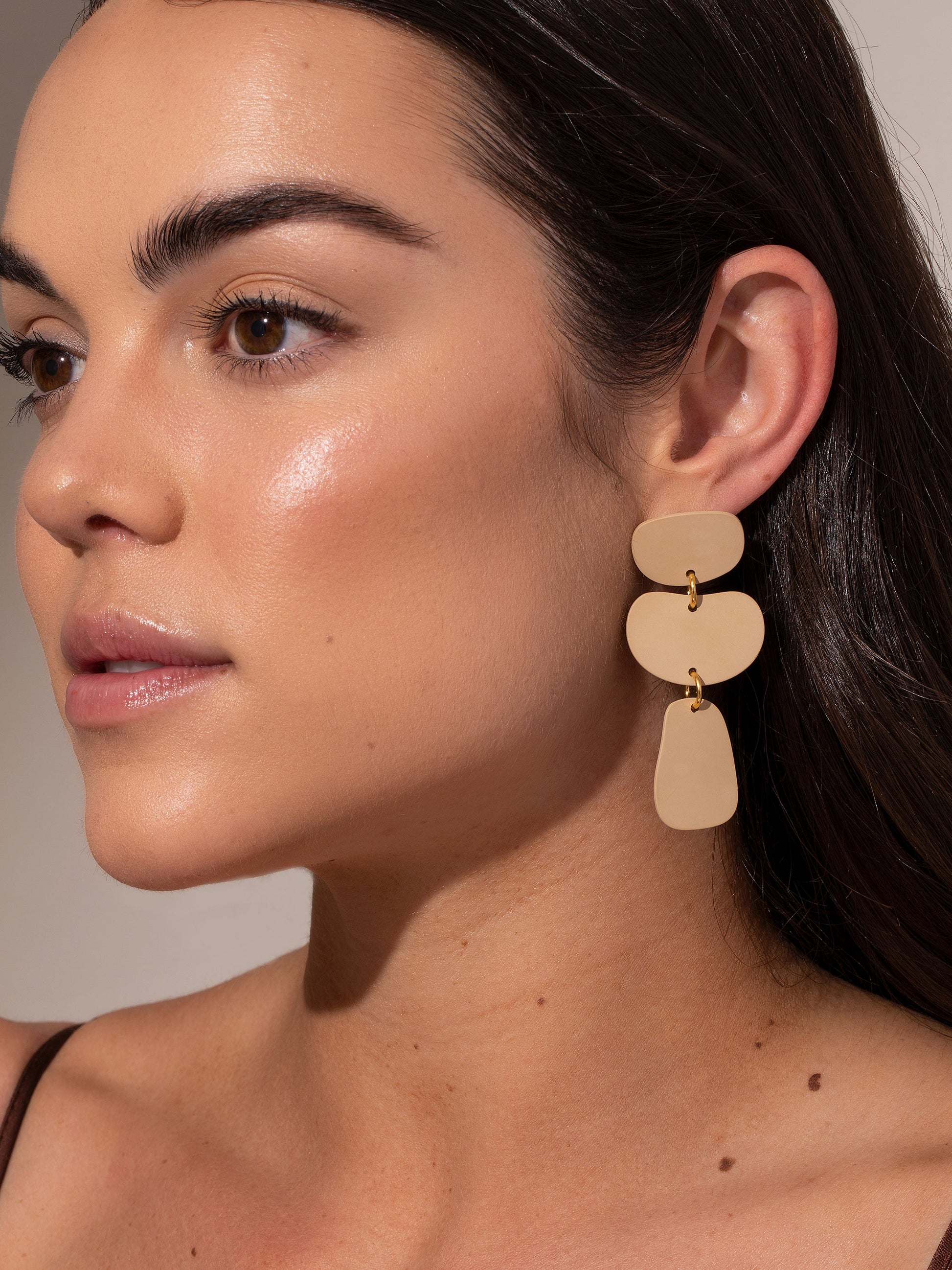 Nudist Earrings | Gold Nude | Model Image | Uncommon James