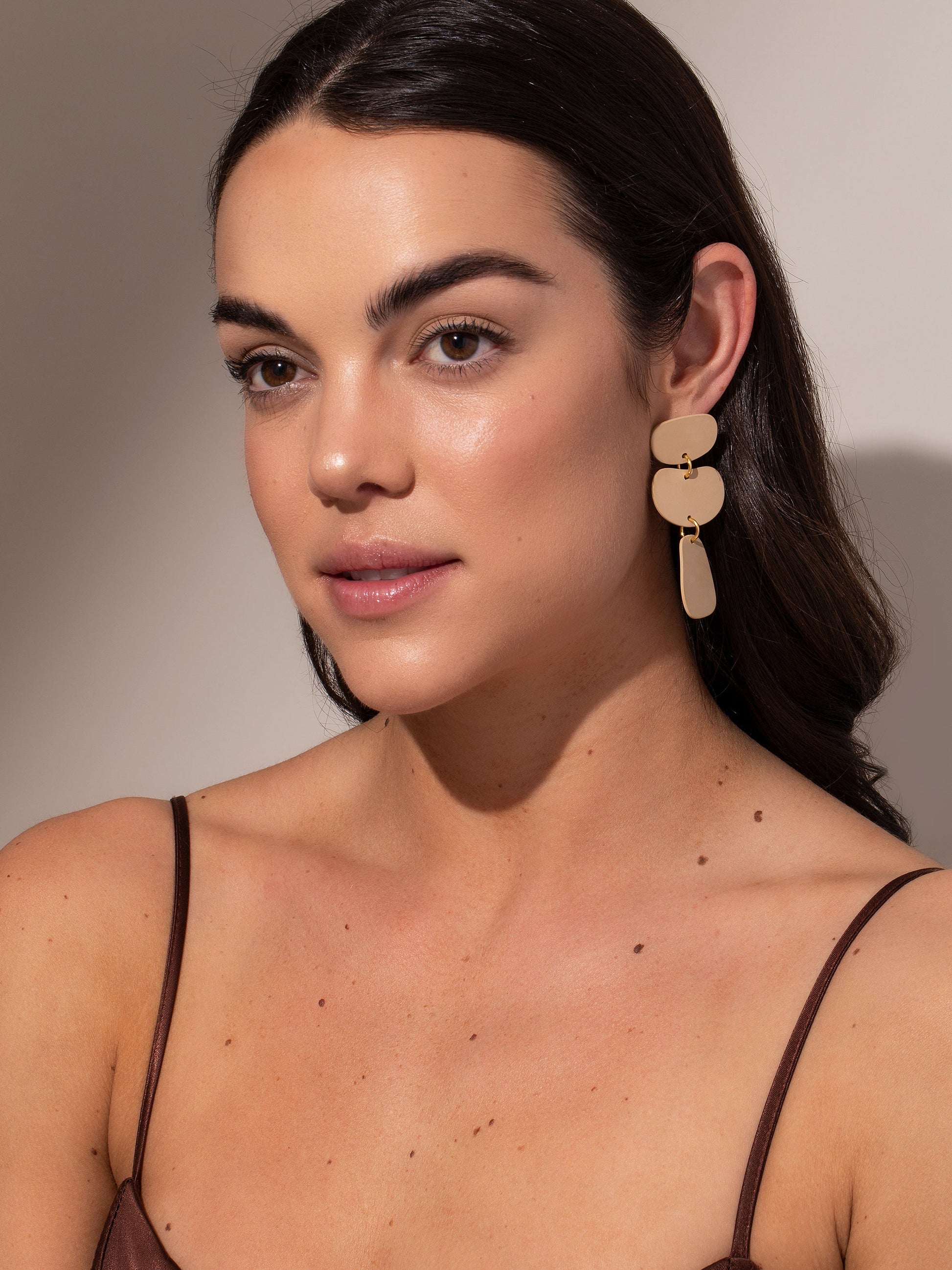 Nudist Earrings | Gold Nude | Model Image 3 | Uncommon James