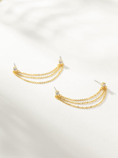 ["Triple Chain Ear Climber ", " Gold ", " Product Image ", " Uncommon James"]