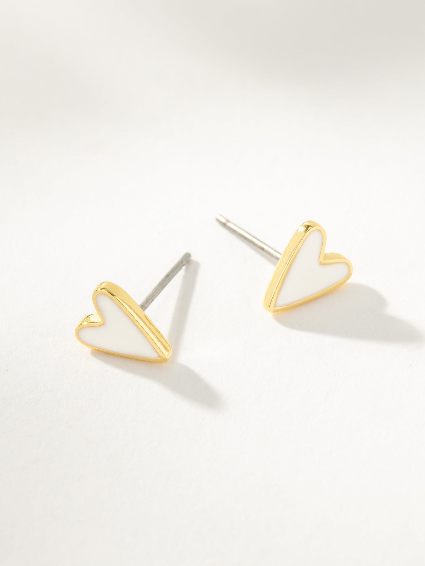 White Heart Studs | Gold | Product Image | Uncommon James