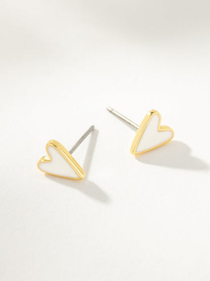 White Heart Studs | Gold | Product Image | Uncommon James