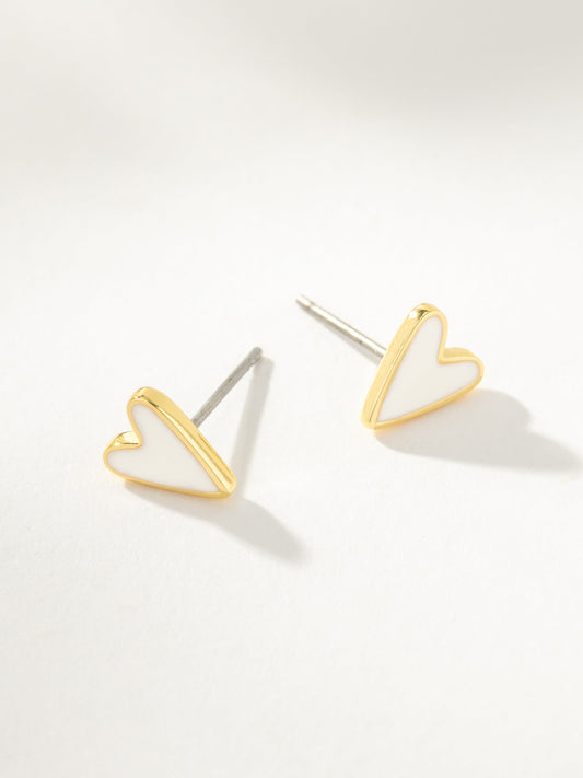 White Heart Studs | Gold | Product Image | Uncommon James