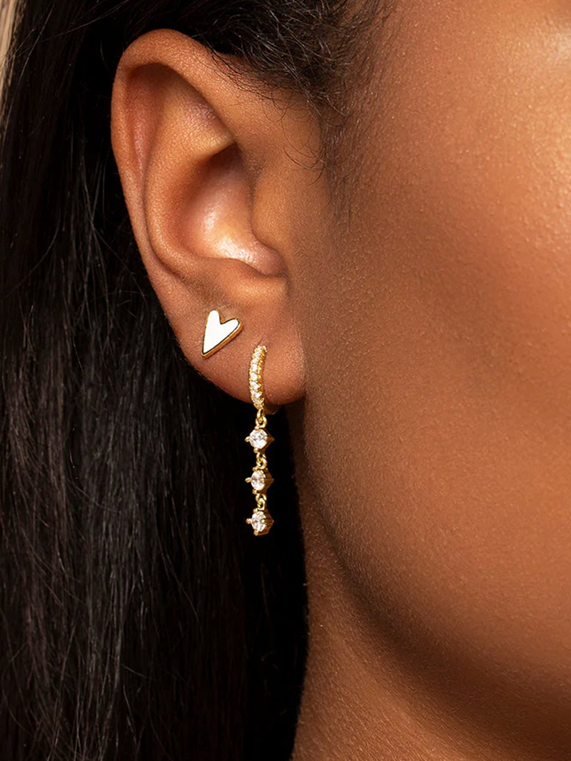 White Heart Studs | Gold | Model Image | Uncommon James