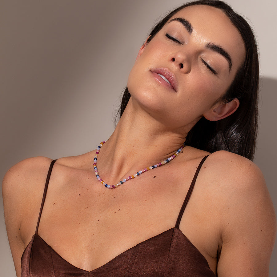 Colored Bead Necklace | Gold | Model Image | Uncommon James