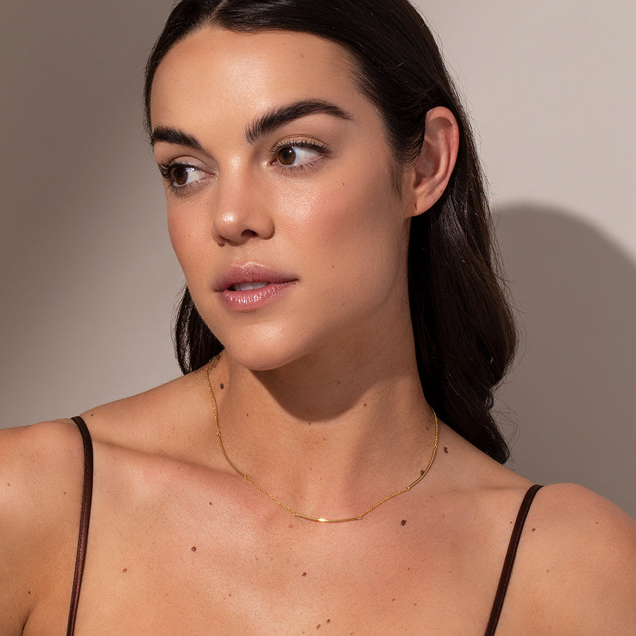 Delicate Necklace | Gold | Model Image | Uncommon James