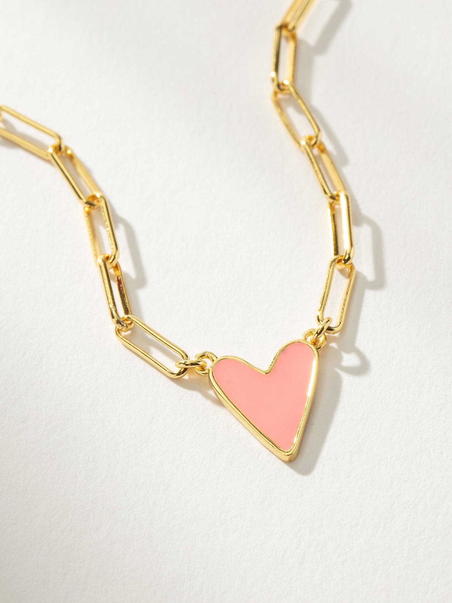 Enamel Heart Necklace | Gold Hot Pink | Product Detail Image | Uncommon James