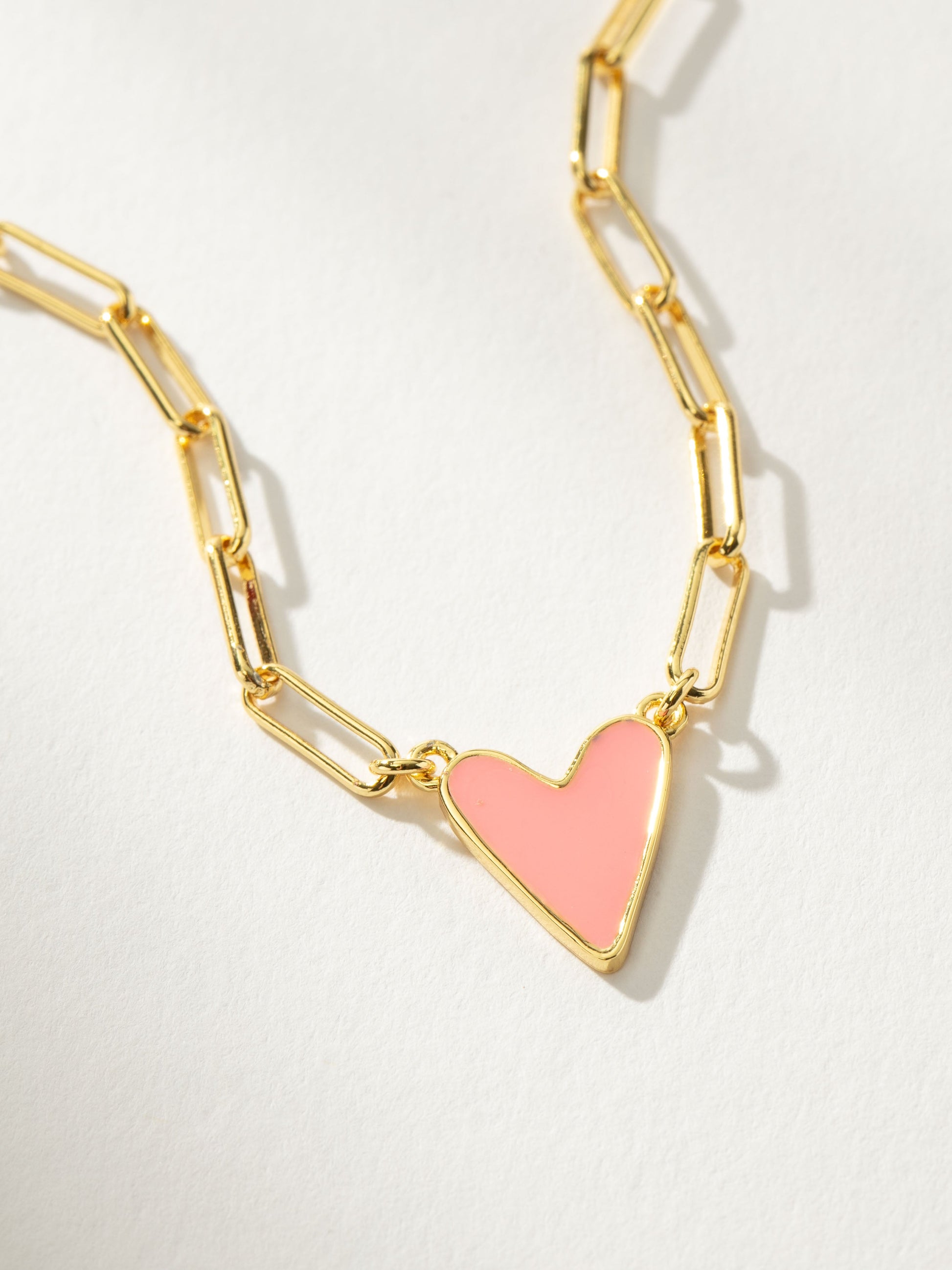 Enamel Heart Necklace | Gold Hot Pink | Product Detail Image | Uncommon James