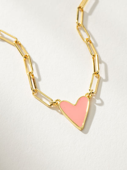 ["Enamel Heart Necklace ", " Gold Hot Pink ", " Product Detail Image ", " Uncommon James"]