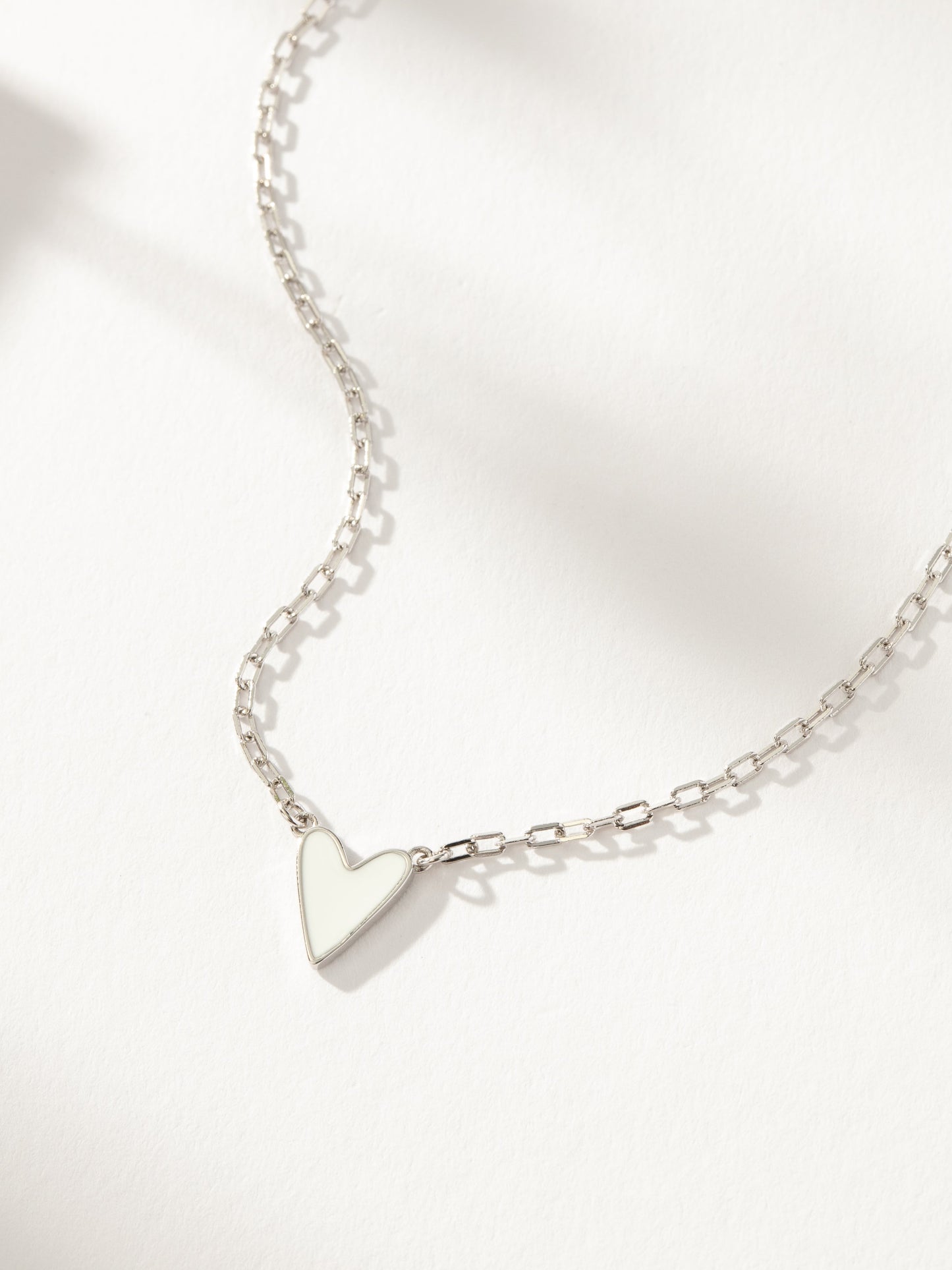 Mini White Heart Necklace | Sterling Silver | Product Detail Image | Uncommon James