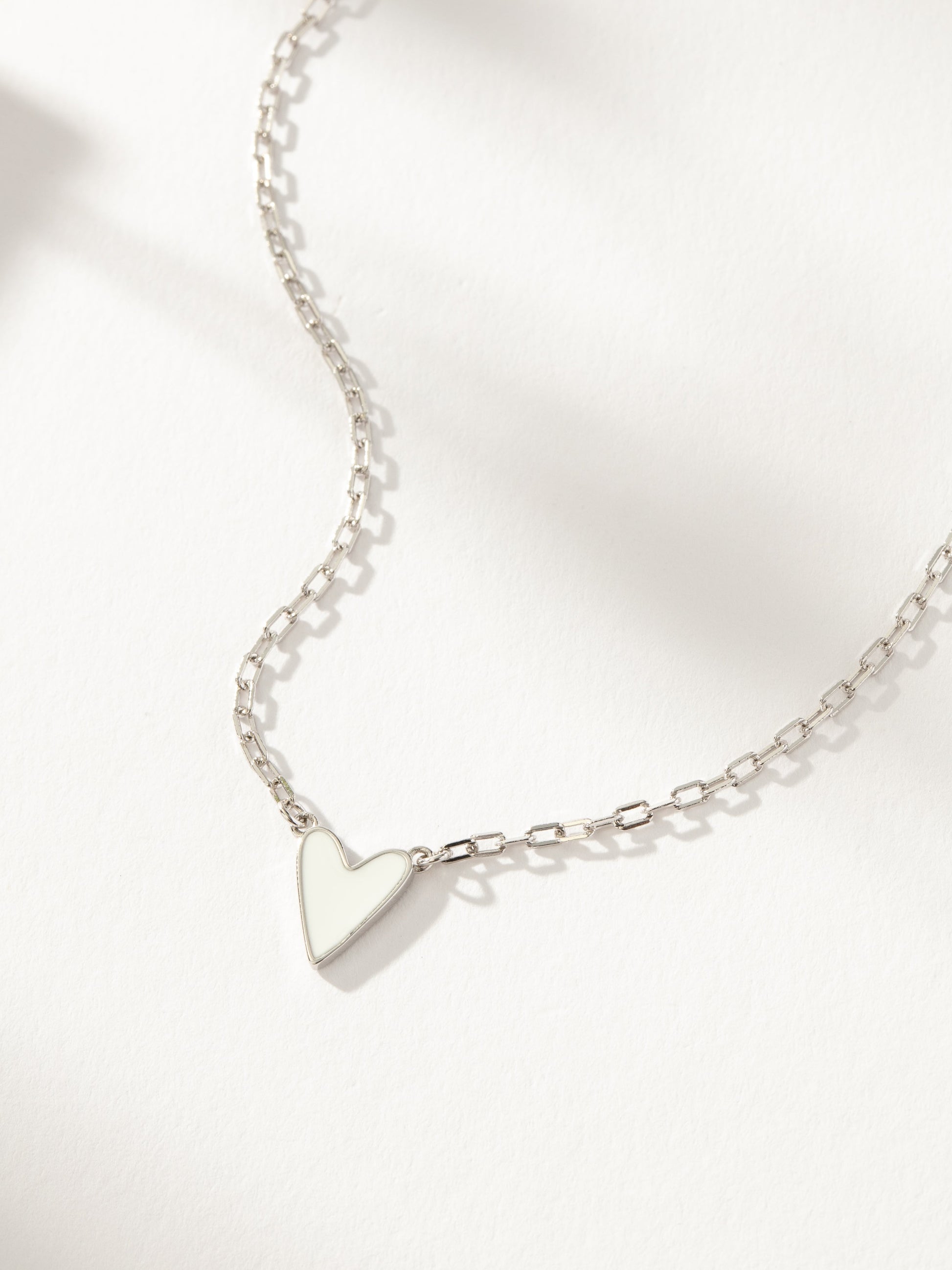Mini White Heart Necklace | Sterling Silver | Product Detail Image | Uncommon James