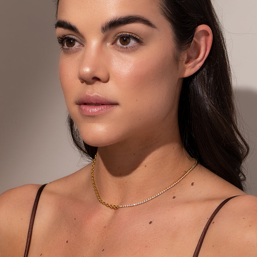 Unaligned Necklace | Gold | Model Image | Uncommon James