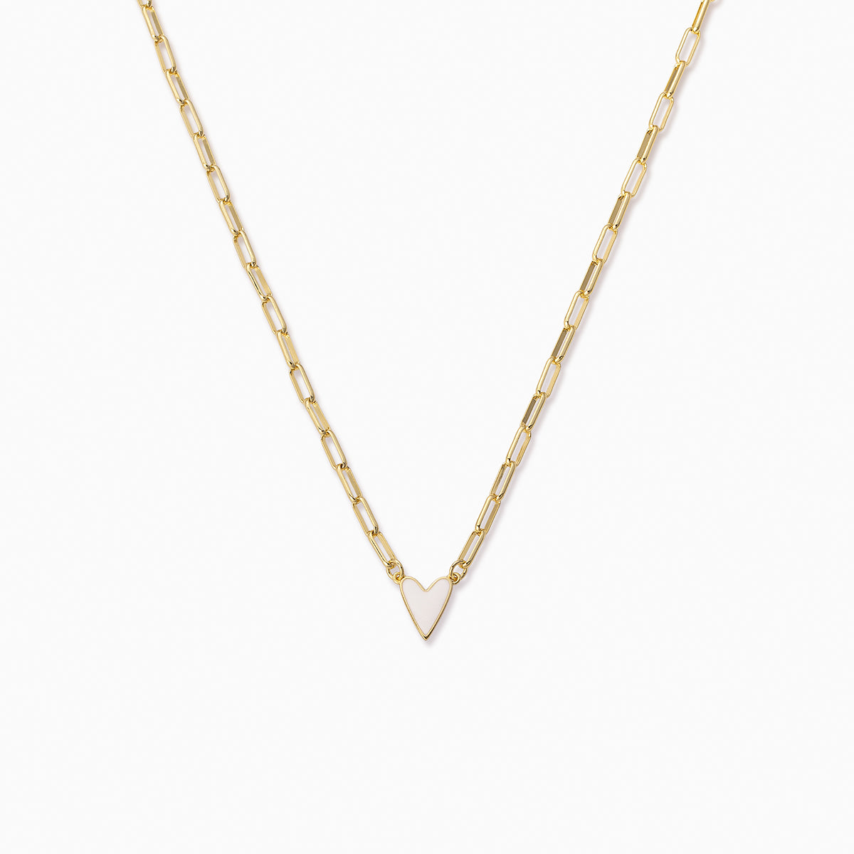 White Heart Necklace Small | Gold | Product Image | Uncommon James