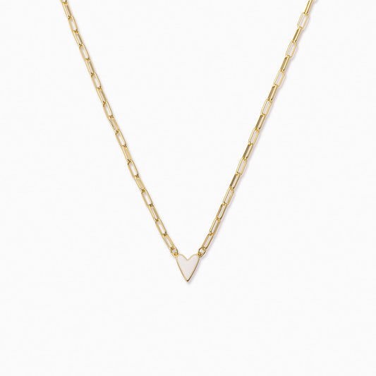 White Heart Necklace Small | Gold | Product Image | Uncommon James