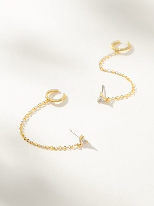 Chain and Cuff Ear Climber | Gold | Model Image | Uncommon James