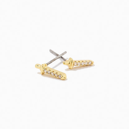 ["Cut Throat Stud Earrings ", " Gold ", " Product Detail Image ", " Uncommon James"]