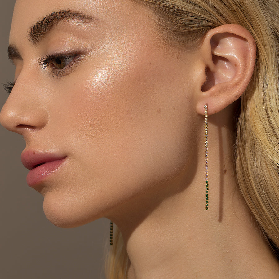 Green Light Earrings | Gold | Model Image | Uncommon James