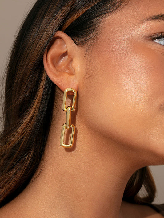 Triple Link Earrings | Gold | Product Image | Uncommon James