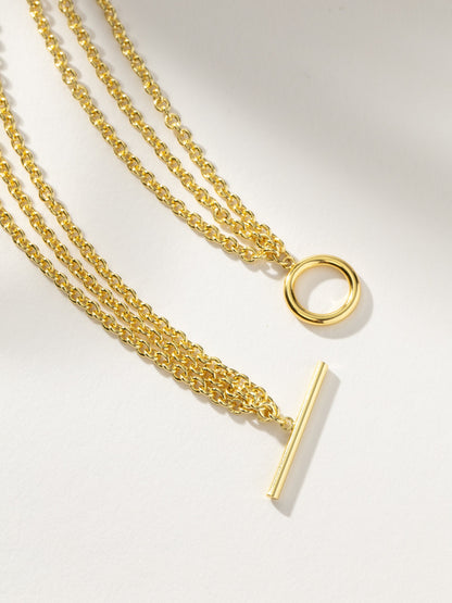 ["Iconic Triple Chains Necklace ", " Gold ", " Product Detail Image ", " Uncommon James"]