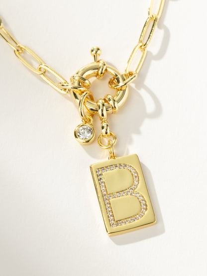 ["Initial Chain Necklace ", " Gold B ", " Product Detail Image ", " Uncommon James"]